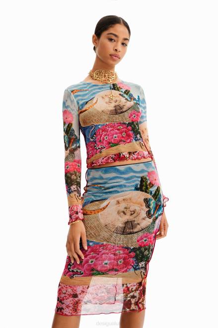 Slim tulle midi skirt Desigual Women 2ZPR304 Clothing