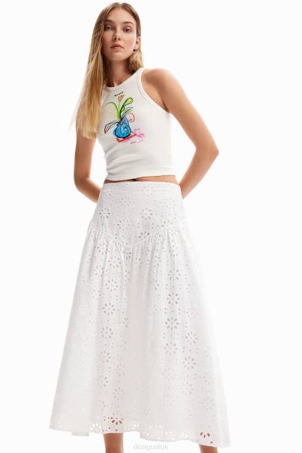 Swiss embroidery midi skirt Desigual Women 2ZPR336 Clothing