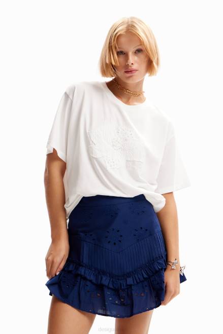 Swiss embroidery ruffle miniskirt Desigual Women 2ZPR473 Clothing