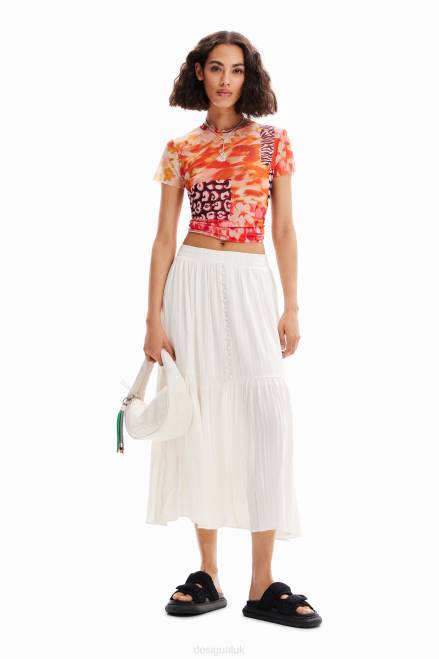 Textured midi skirt Desigual Women 2ZPR859 Clothing
