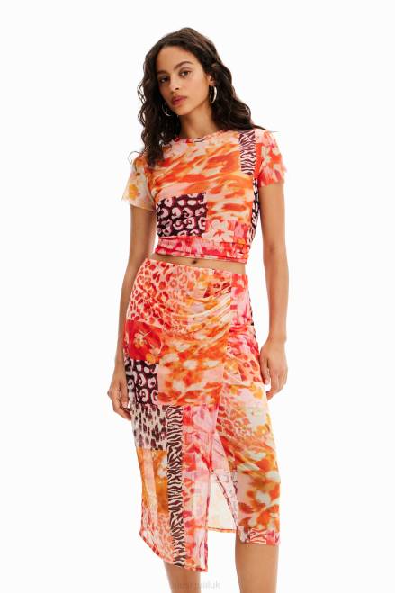 Tulle patchwork midi skirt Desigual Women 2ZPR479 Clothing