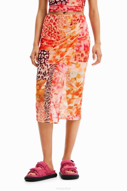 Tulle patchwork midi skirt Desigual Women 2ZPR479 Clothing