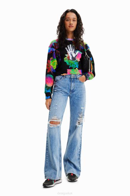 Short floral hand sweatshirt Desigual Women 2ZPR651 Clothing