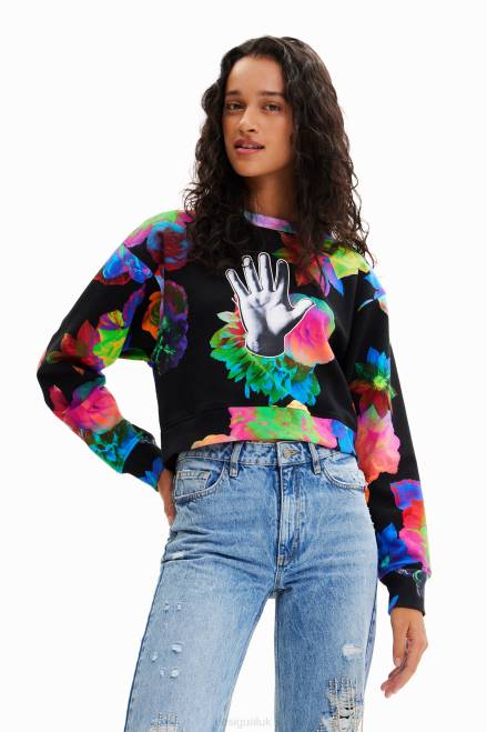 Short floral hand sweatshirt Desigual Women 2ZPR651 Clothing