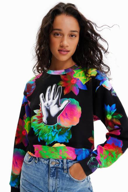 Short floral hand sweatshirt Desigual Women 2ZPR651 Clothing