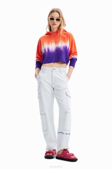 Short tie-dye rhinestone hoodie Desigual Women 2ZPR458 Clothing