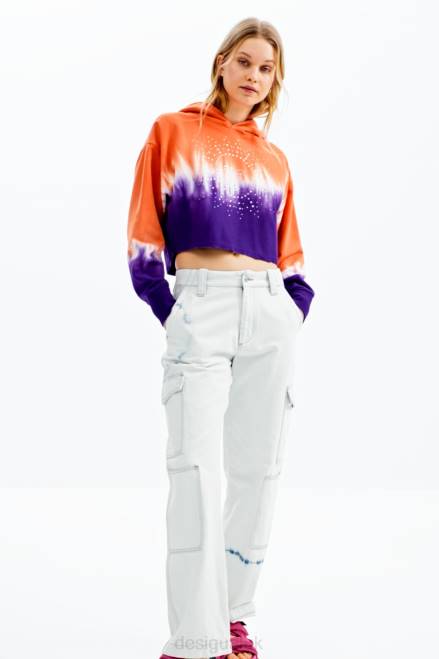 Short tie-dye rhinestone hoodie Desigual Women 2ZPR458 Clothing