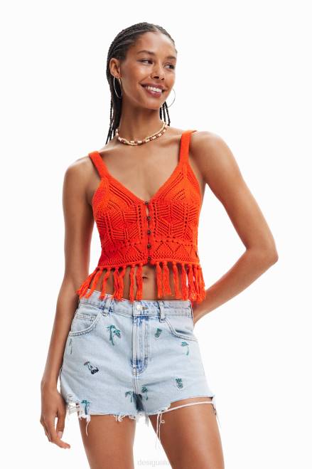 Crochet crop top Desigual Women 2ZPR677 Clothing