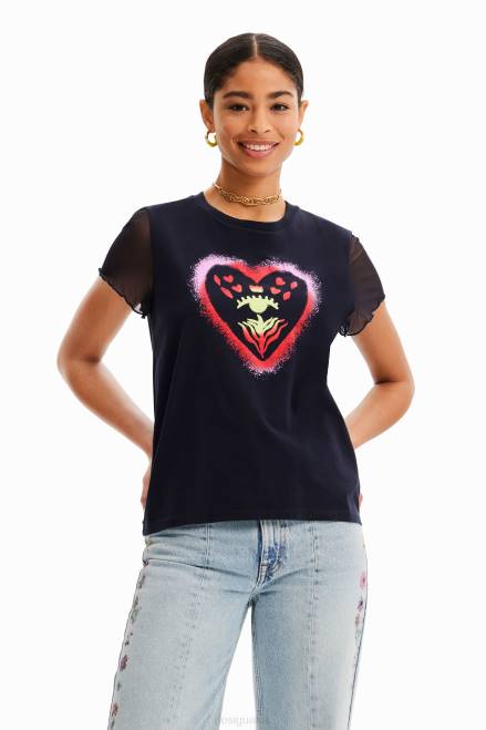 Arty heart T-shirt Desigual Women 2ZPR893 Clothing