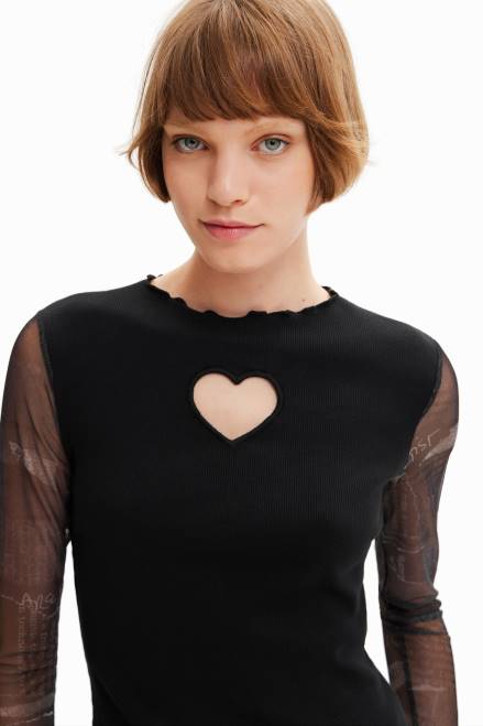 Combination heart cut-out T-shirt Desigual Women 2ZPR369 Clothing