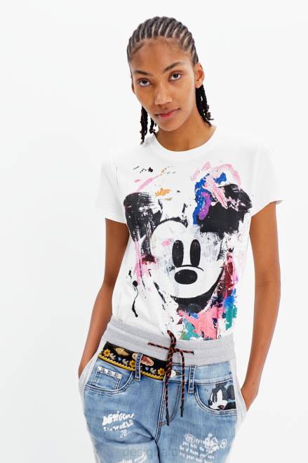 Disney\'s Mickey Mouse arty T-shirt Desigual Women 2ZPR483 Clothing
