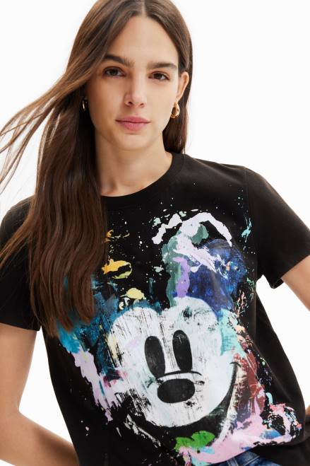 Disney\'s Mickey Mouse arty T-shirt Desigual Women 2ZPR877 Clothing