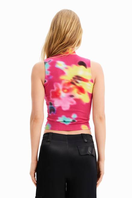 Floral ribbed sleeveless T-shirt Desigual Women 2ZPR434 Clothing