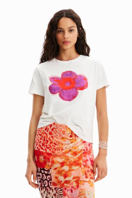 Flower illustration T-shirt Desigual Women 2ZPR37 Clothing
