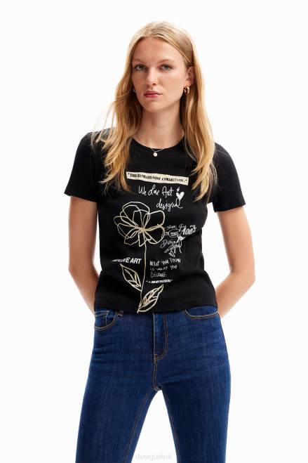 Flower message T-shirt Desigual Women 2ZPR121 Clothing