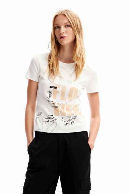 Flower message T-shirt Desigual Women 2ZPR95 Clothing