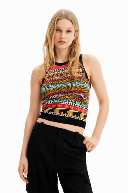 Knit borders T-shirt Desigual Women 2ZPR429 Clothing