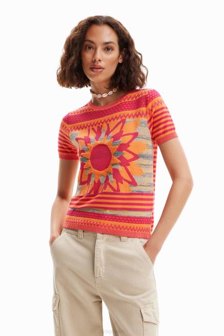 Knit flower T-shirt Desigual Women 2ZPR294 Clothing