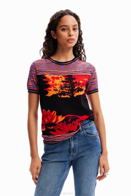 Knit landscape T-shirt Desigual Women 2ZPR40 Clothing