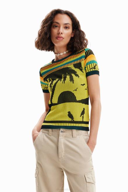 Knit landscape T-shirt Desigual Women 2ZPR889 Clothing