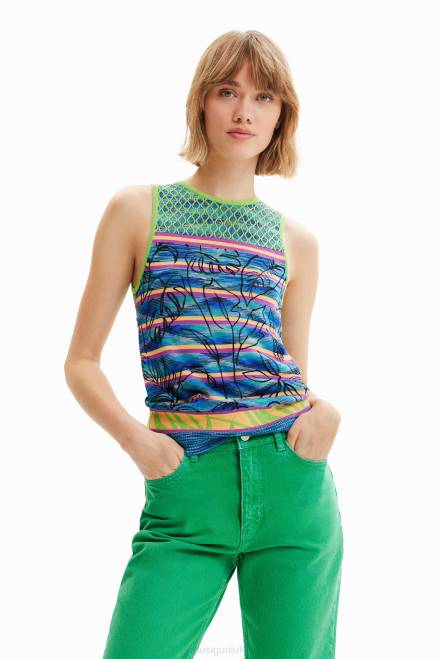 Knit striped T-shirt Desigual Women 2ZPR457 Clothing