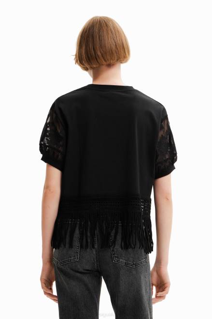 Oversize fringed T-shirt Desigual Women 2ZPR385 Clothing