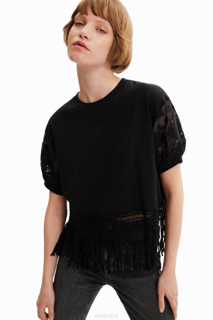 Oversize fringed T-shirt Desigual Women 2ZPR385 Clothing