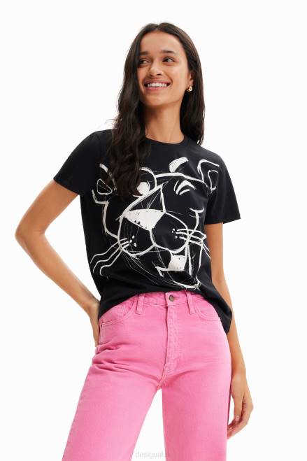 Pink Panther contrast T-shirt Desigual Women 2ZPR935 Clothing