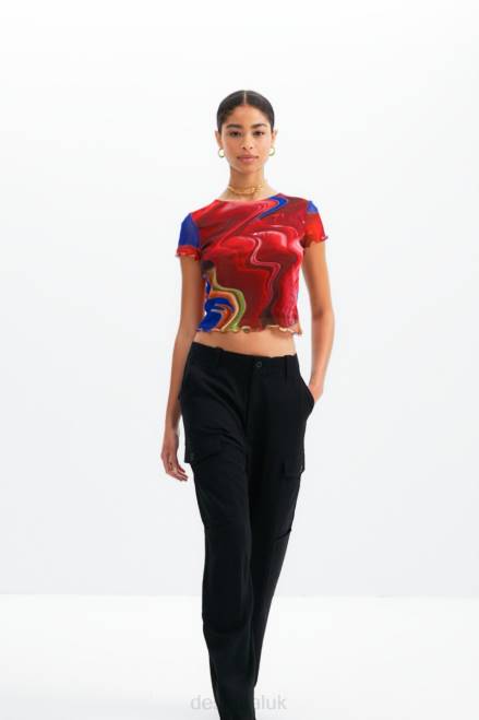 Short marbled tulle T-shirt Desigual Women 2ZPR959 Clothing