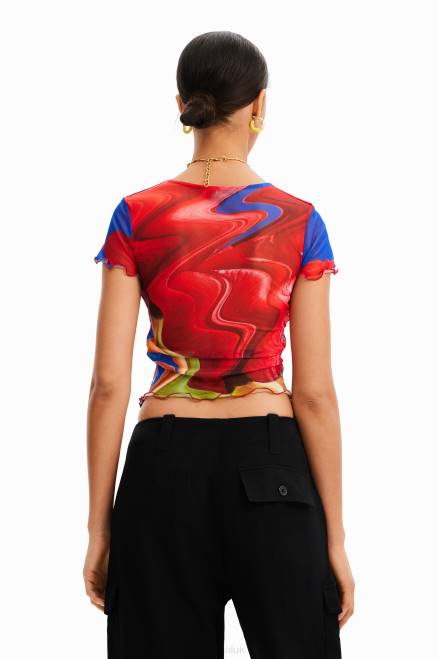 Short marbled tulle T-shirt Desigual Women 2ZPR959 Clothing