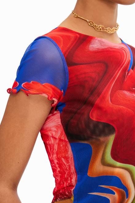 Short marbled tulle T-shirt Desigual Women 2ZPR959 Clothing