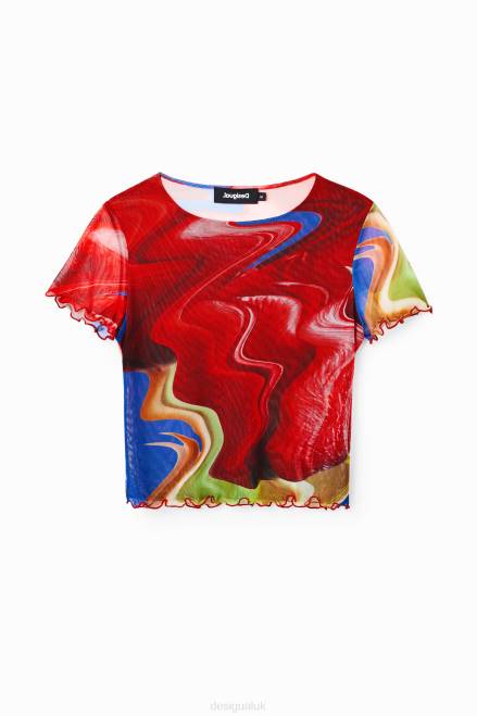 Short marbled tulle T-shirt Desigual Women 2ZPR959 Clothing