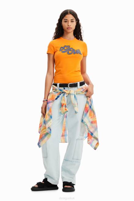 Short-sleeve rhinestone T-shirt Desigual Women 2ZPR599 Clothing