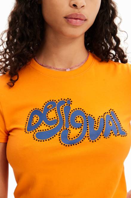 Short-sleeve rhinestone T-shirt Desigual Women 2ZPR599 Clothing