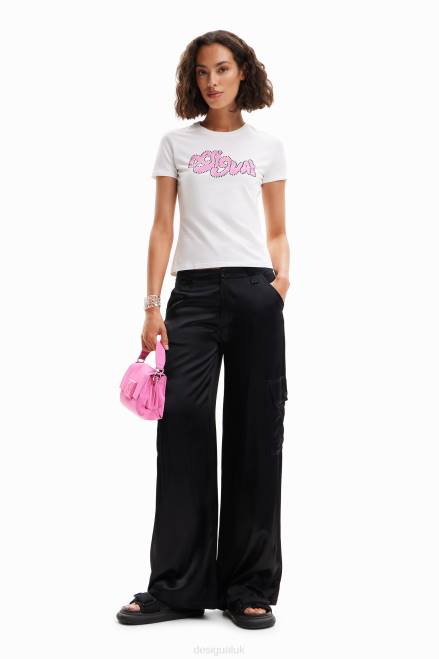 Short-sleeve rhinestone T-shirt Desigual Women 2ZPR803 Clothing