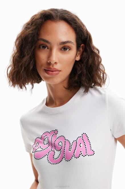 Short-sleeve rhinestone T-shirt Desigual Women 2ZPR803 Clothing