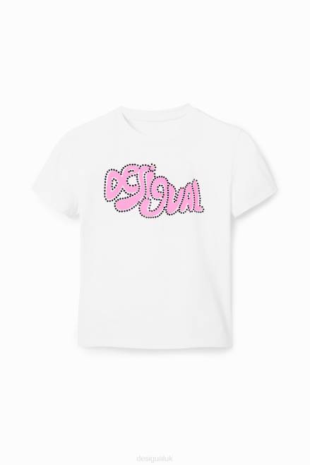 Short-sleeve rhinestone T-shirt Desigual Women 2ZPR803 Clothing