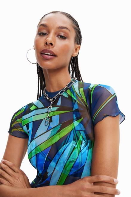Short tropical tulle T-shirt Desigual Women 2ZPR489 Clothing