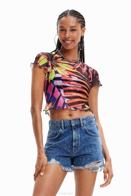 Short tropical tulle T-shirt Desigual Women 2ZPR751 Clothing