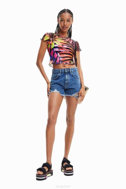 Short tropical tulle T-shirt Desigual Women 2ZPR751 Clothing