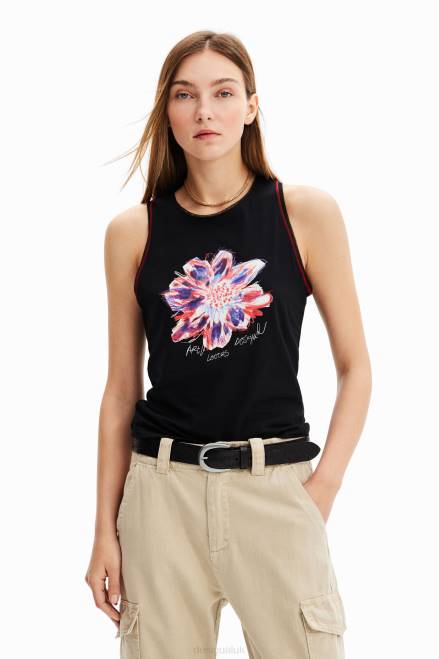 Sleeveless flower T-shirt Desigual Women 2ZPR1167 Clothing