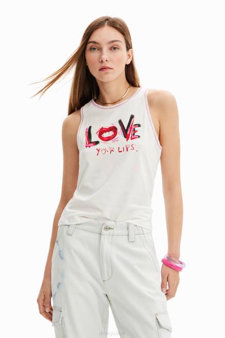 Sleeveless message T-shirt Desigual Women 2ZPR872 Clothing