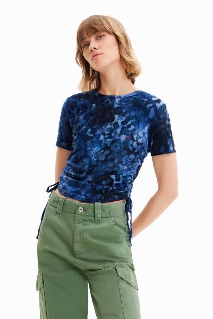 Slim animal print gathered T-shirt Desigual Women 2ZPR509 Clothing