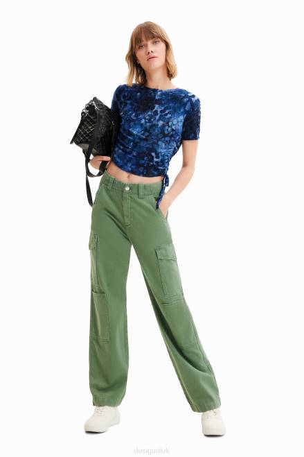 Slim animal print gathered T-shirt Desigual Women 2ZPR509 Clothing