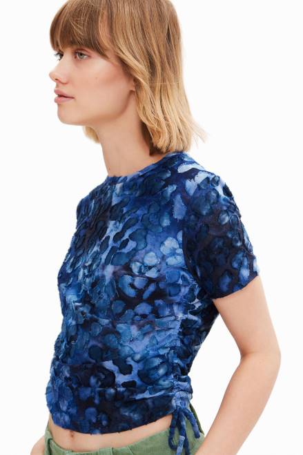 Slim animal print gathered T-shirt Desigual Women 2ZPR509 Clothing