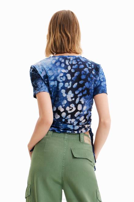 Slim animal print gathered T-shirt Desigual Women 2ZPR509 Clothing