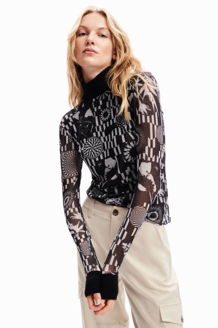 Slim tulle psychedelic T-shirt Desigual Women 2ZPR71 Clothing