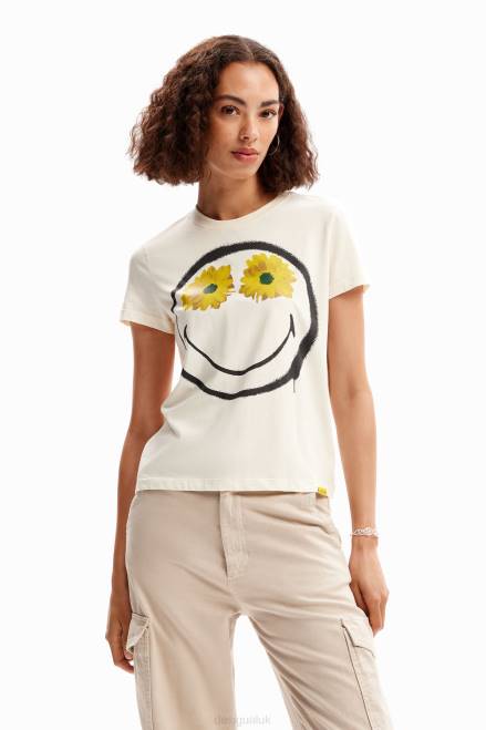 Smiley flowers T-shirt Desigual Women 2ZPR944 Clothing
