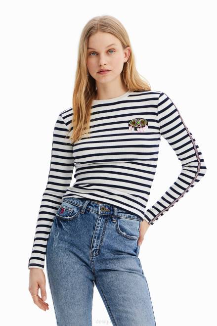 Striped T-shirt Desigual Women 2ZPR947 Clothing