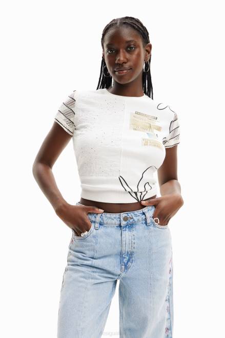 Textured knit T-shirt Desigual Women 2ZPR911 Clothing